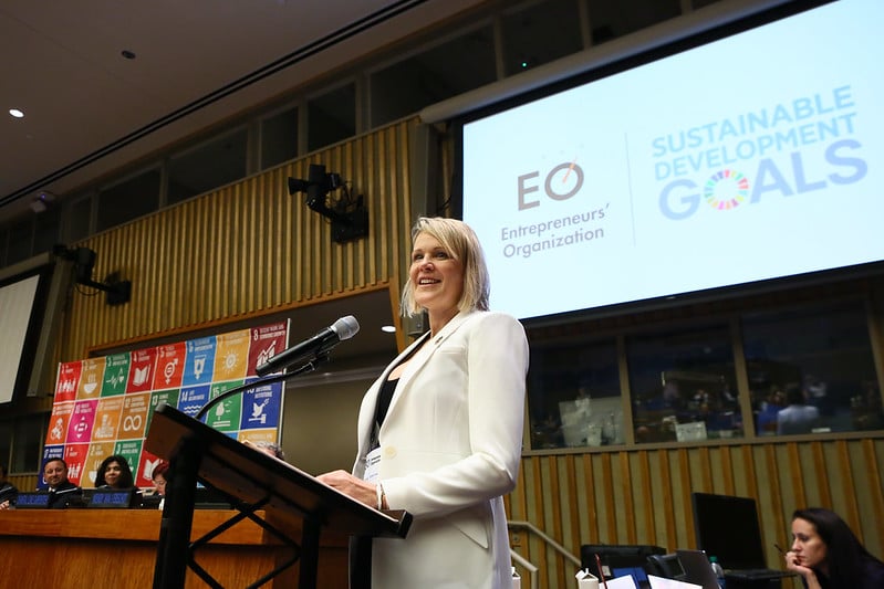 Lisa speaking on the UN SDGs